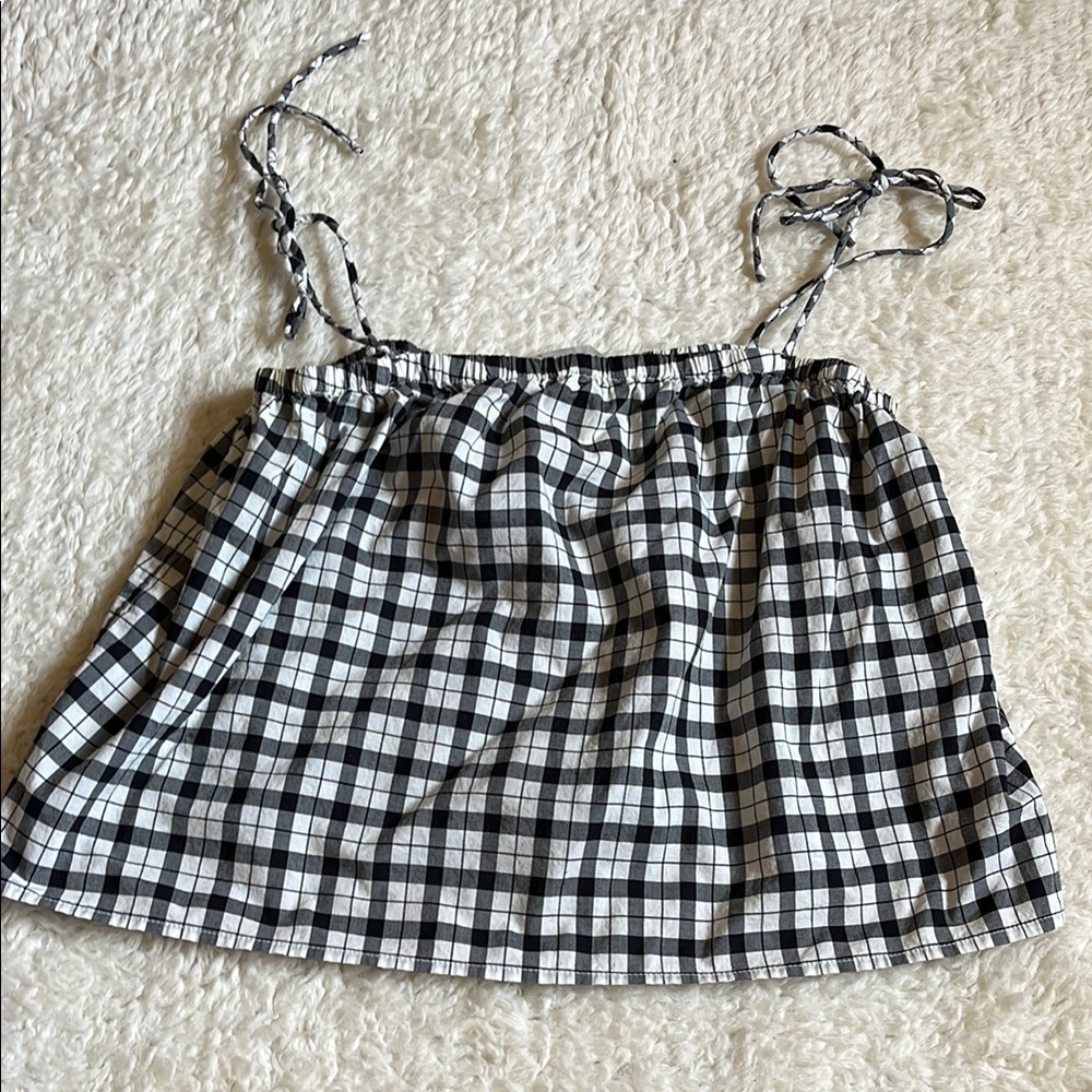Everlane Black and White Gingham Crop Top